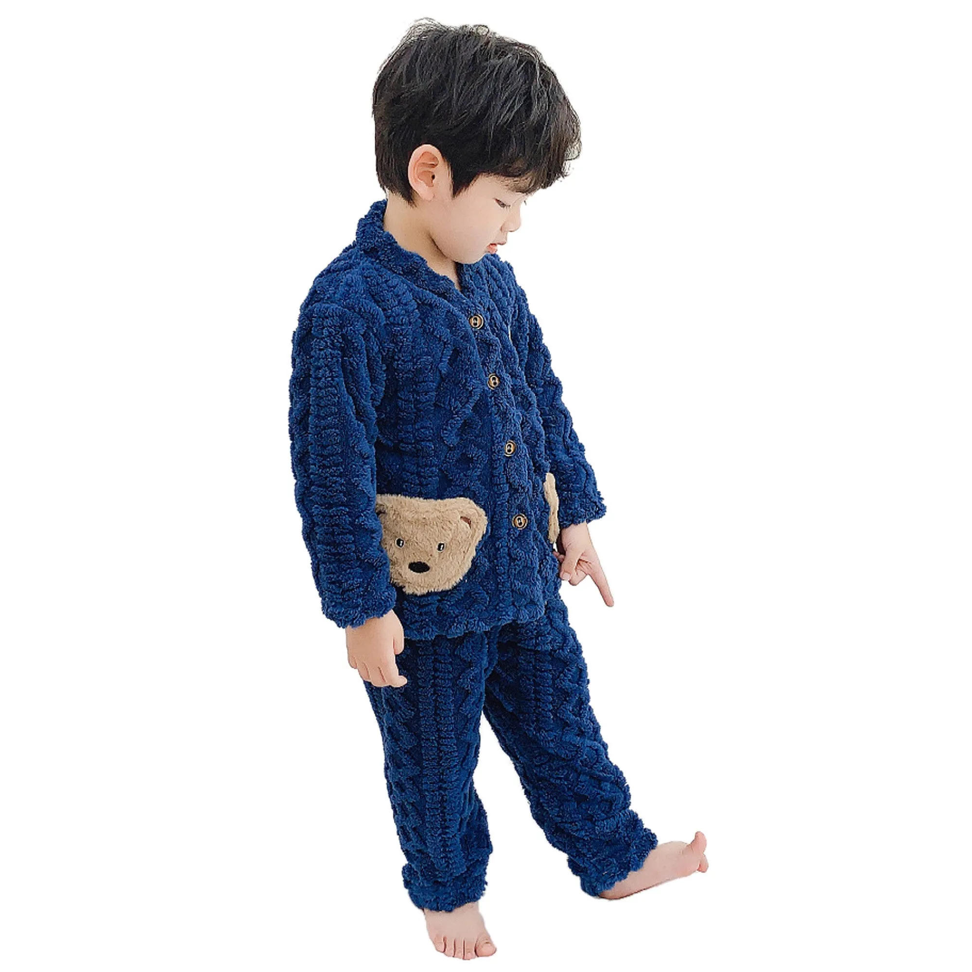 Babymoon Set of 3 | Baby Sleepwear Nightsuit with Scraf Kid’s Winter Nightdress Pajamas Winter Sweater | Darkblue
