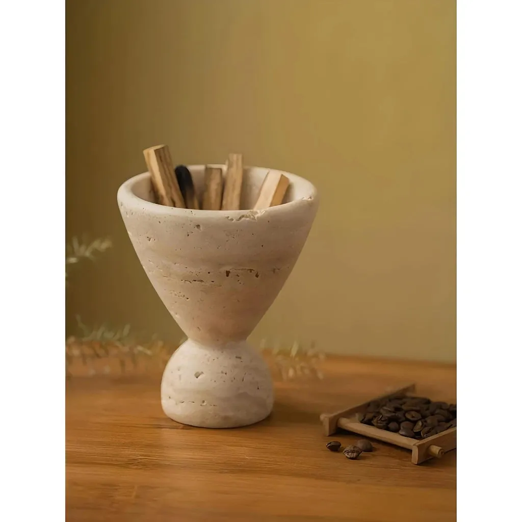 Handcrafted Travertine Stone Incense Burner