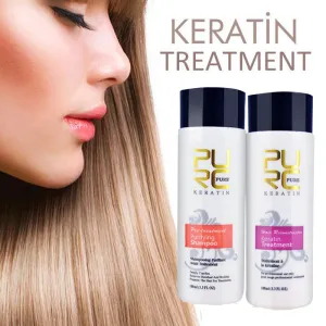 PURC Brazilian Keratin Hair Treatment & Purifying Shampoo – Straightens, Repairs & Smooths Damaged Hair (2 x 100ml Set)